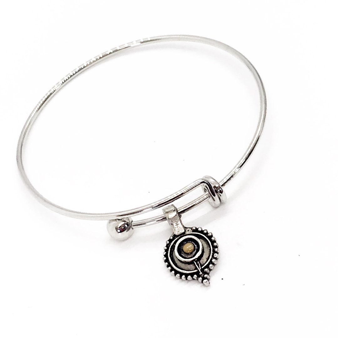 Bracciale Regolabile Con Ciondolo 'Seme Di Senape' In Acciaio E Ottone - Ispirazione Cristiana 'Nothing Is Impossible'