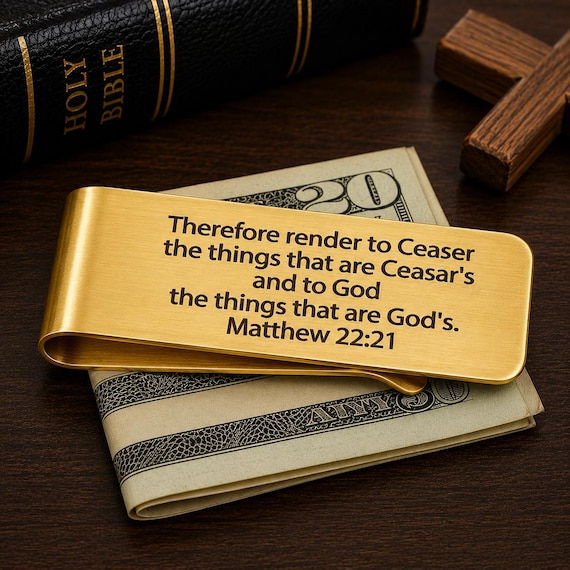Matthew 22 21 Goldtone Stainless Money Clip