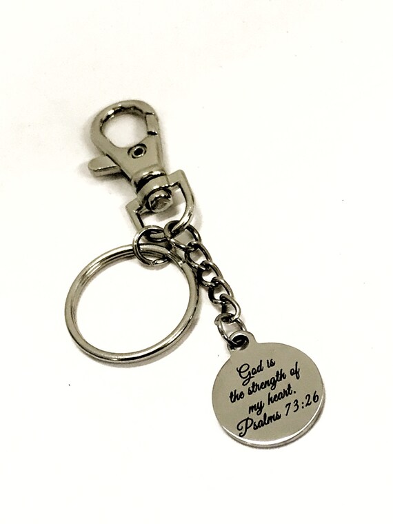 Bible Verse Gifts, God Is The Strength Of My Heart Keychain, Psalm 73 26 Keychain, Scripture Sympathy Gift, Bible Verse Keychain Gift
