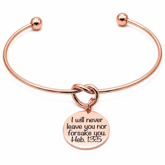 God Never Leaves Us Print Rose Goldtone Bracelet