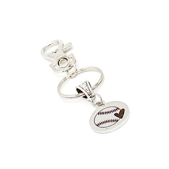 Baseball Heart Charm Clip On Keychain, Softball Heart Charm, Mom Gift, Softball Player, Love Baseball, Love Softball, Ball Girl Gift