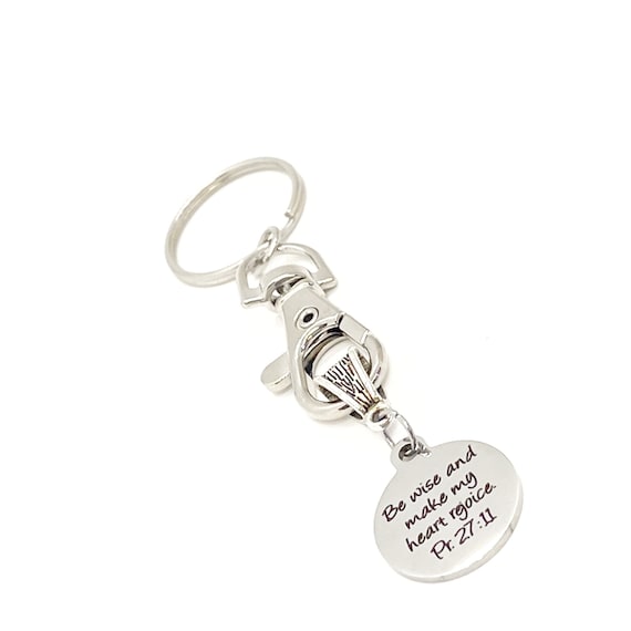Scripture Gifts, Be Wise And Make My Heart Rejoice Charm Keychain, Proverbs 27 11, Scripture Quote, Christian Gifts, Bible Verse Gifts