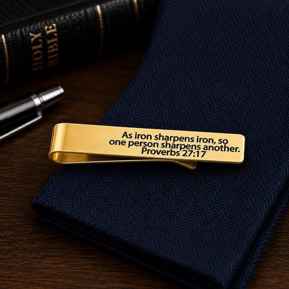 Iron Sharpens Iron Goldtone Tie Clip Faith Gift