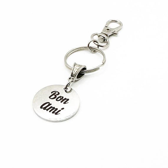 Bon Ami Friendship Keychain Stainless Steel Engraved Charm Gift For Best Friend Bag Charm Zipper Pull Accessory