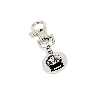 Snowglobe Clip On Charm, Snow Globe Collector Gift, Christmas Gift Charm, Stocking Stuffer, Christmas Charm, Purse Charm, Shopping Bag Charm