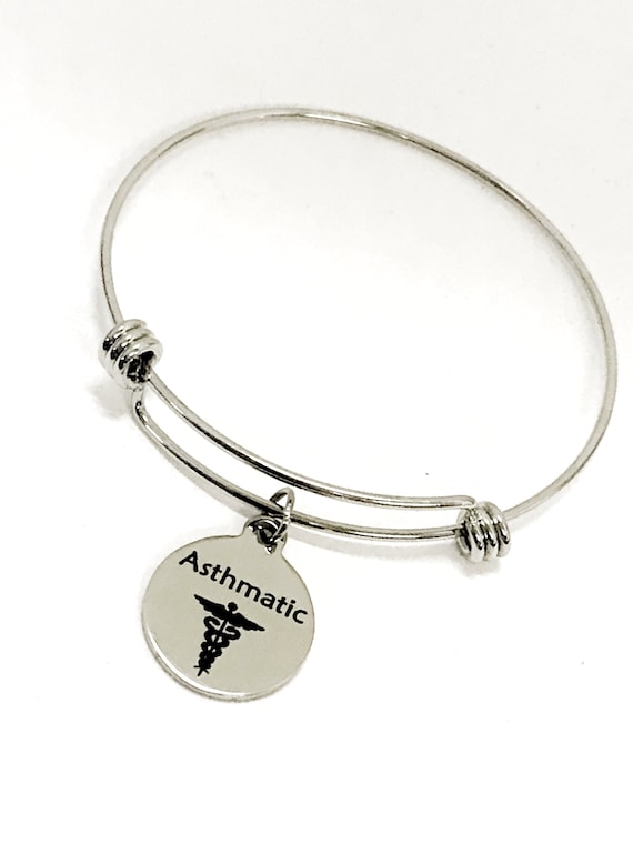 Asthmatic Medical Charm Bracelet, Asthmatic Awareness, Asthmatic Jewelry, Medical Notification, Medical Awareness, Medical Caduceus