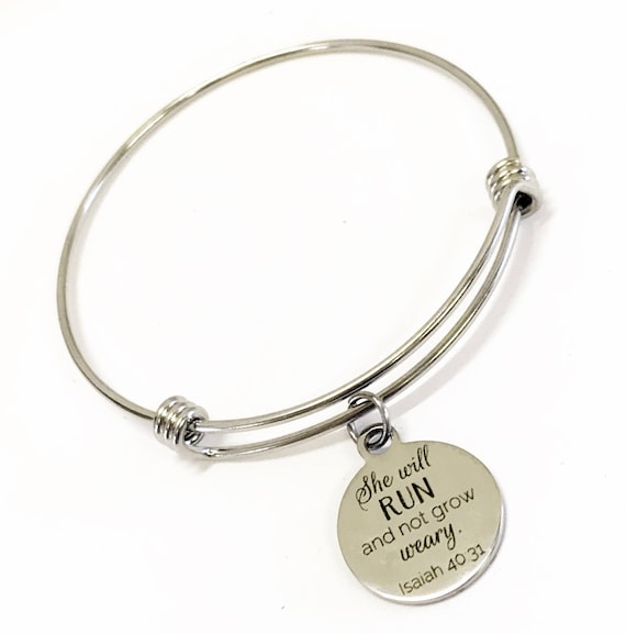 Scripture Jewelry Gifts, She Will Run And Not Grow Weary Bracelet, Isaiah Bible Verse Gifts, Christian Gifts, Religious Jewelry Gift For Her