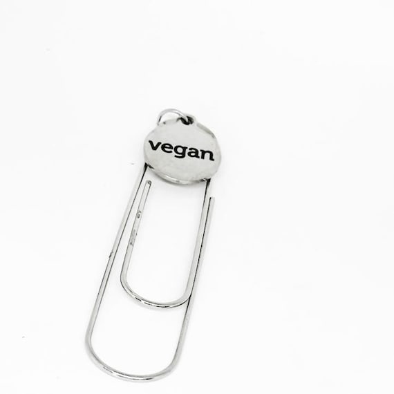 Vegan Bookmark Stainless Steel Engraved Charm Plant Based Gift Paperclip Bookmark For Vegans