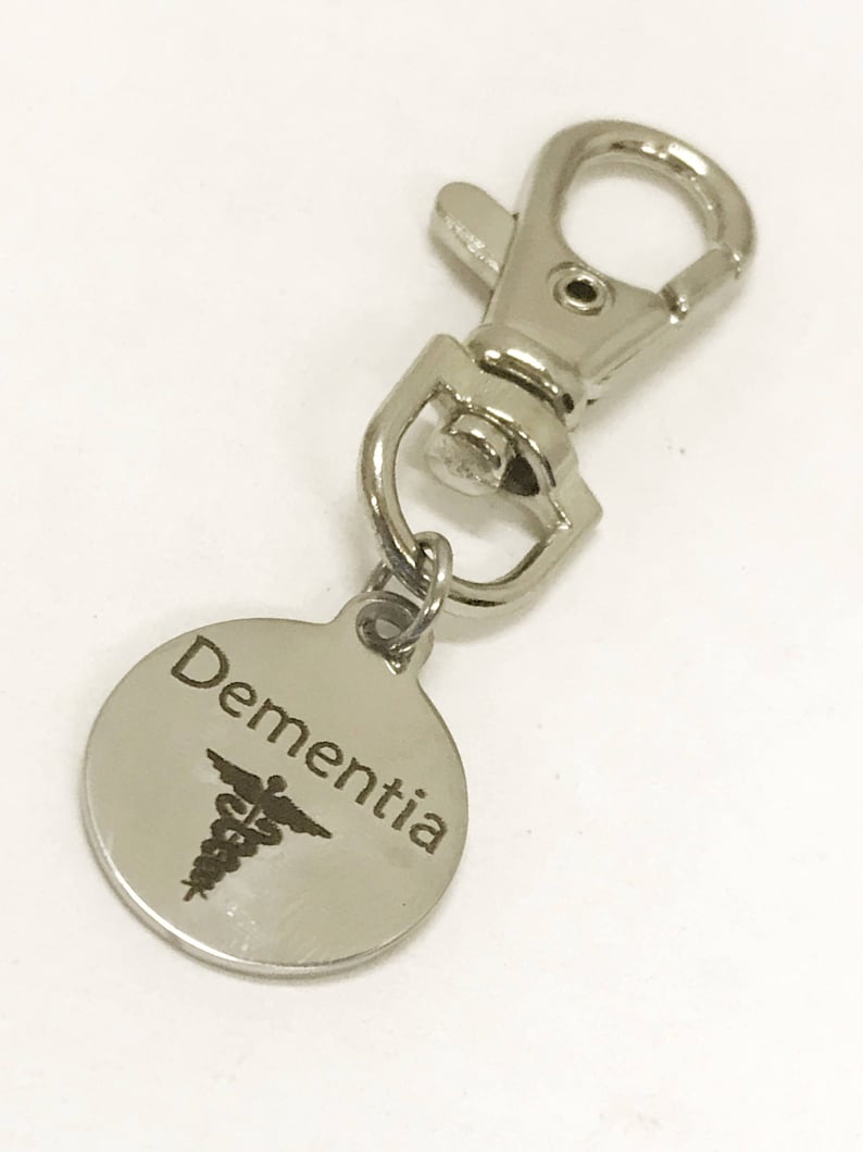 Dementia Zipper Pull, Dementia ID Tag, Dementia Medical Awareness Zipper Pull, Dementia Items, Dementia ID Zipper Pull, Medical ID Tag image 3