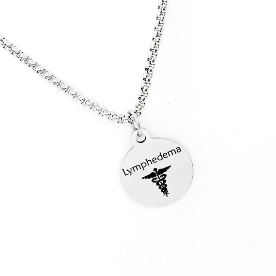 Medical Condition Necklace, Lymphedema Necklace, Lymphedema Notification, Medical Notification Jewelry, Medical Charm, Medical Caduceus