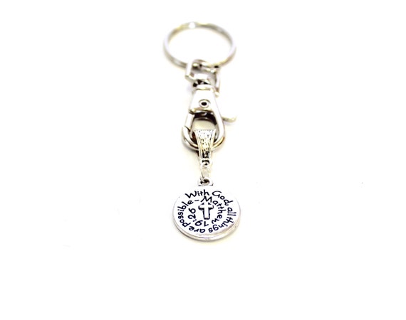 With God All Things Are Possible Keychain;  Matthew 19:26 Bible Verse Gift, Gift For Her, Graduation Gift, Motivational Gift for Him