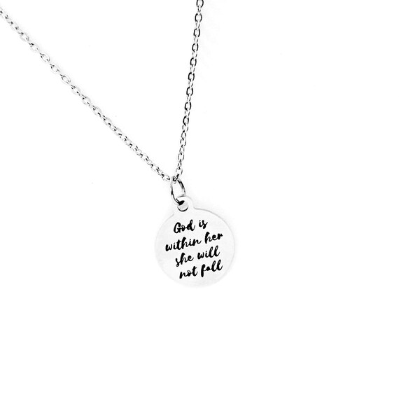 God Is Within Her She Will Not Fall Necklace, Christian Woman, Christian Daughter Jewelry, Psalm 46 5 Scripture Jewelry, Faith jewelry