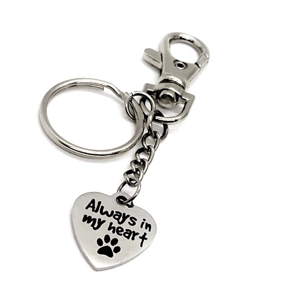 Pet Memorial, Always In My Heart Keychain, Memorial Keychain, Pet Keychain, Dog Mama Gift, Pet Loss Gift, Pet Memorial Gift, Fur Baby Loss