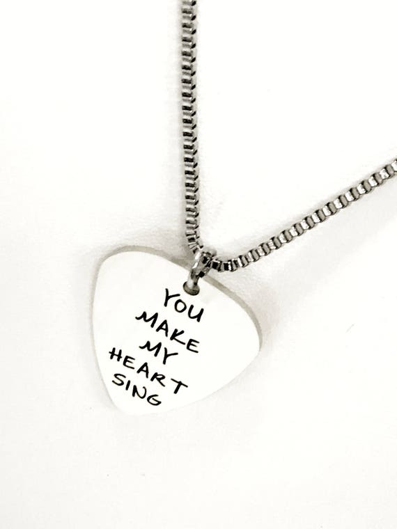 Guitar Pick Necklace, You Make My Heart Sing Necklace, Guitar Pick Jewelry, Guitar Pick Gifts, Valentine Necklace, Music Lover Gift