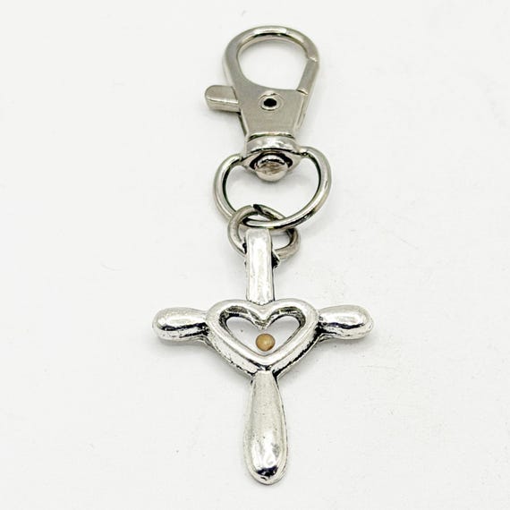 Mustard Seed Heart Cross Clip On Charm