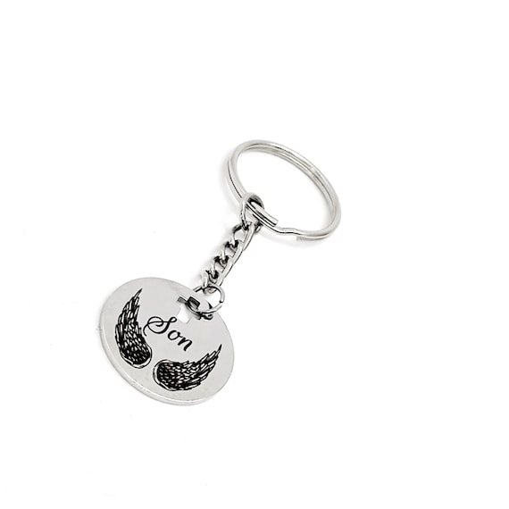 Son Memorial Gift, Son Angel Wings Keychain, Remembering Him, My Son Is My Angel, Son Memories, Loss Of Son Keychain, Death Of Son
