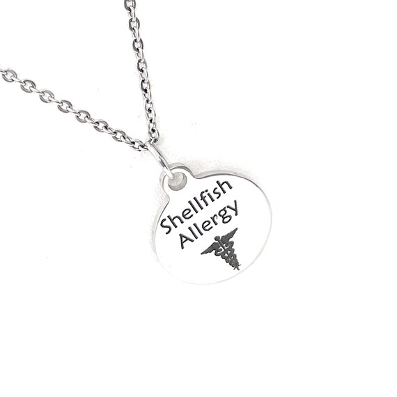 Shellfish Allergy Necklace, Shellfish Allergy Medical ID, Allergic Reaction Medical Notification, Medical Condition Necklace