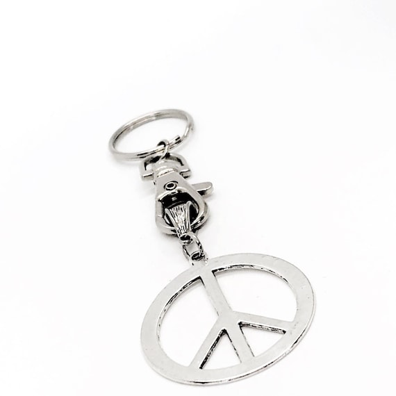 Large Peace Symbol Charm Keychain, Daughter Gift, Wife Gift, Hippie Gift, Peacemaker, Friend Gift, New Car, Going To College