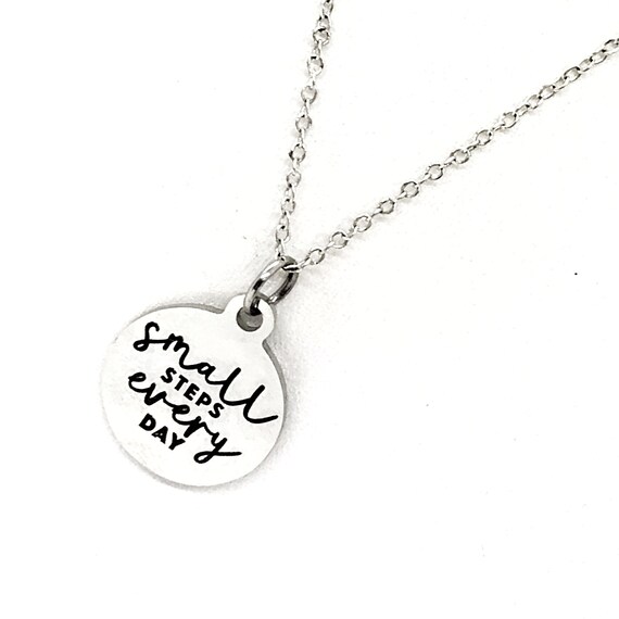 Encouragement Gifts, Small Steps Every Day Necklace, Keep Improving, Motivation Gift, Motivation Quote, Encouraging Quote, Gift For Her