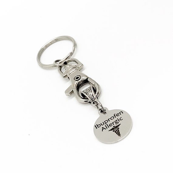 Medical Awareness Keychain, Ibuprofen Allergic Keychain, Medicine Allergy, Allergic to Ibuprofen, Allergy Notice, Medical Notice, C820