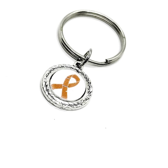 Orange Ribbon Charm Key Chain, Awareness Gifts, Melanoma Awareness, Leukemia, Cultural Diversity, Kidney Cancer, Suicide Prevention
