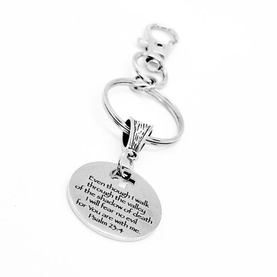 23rd Psalm Charm Keychain, Psalm 23 4, I Fear No Evil, God Is With Me, Scripture Quote, Christian Gift, Daughter, Faith, Going To College