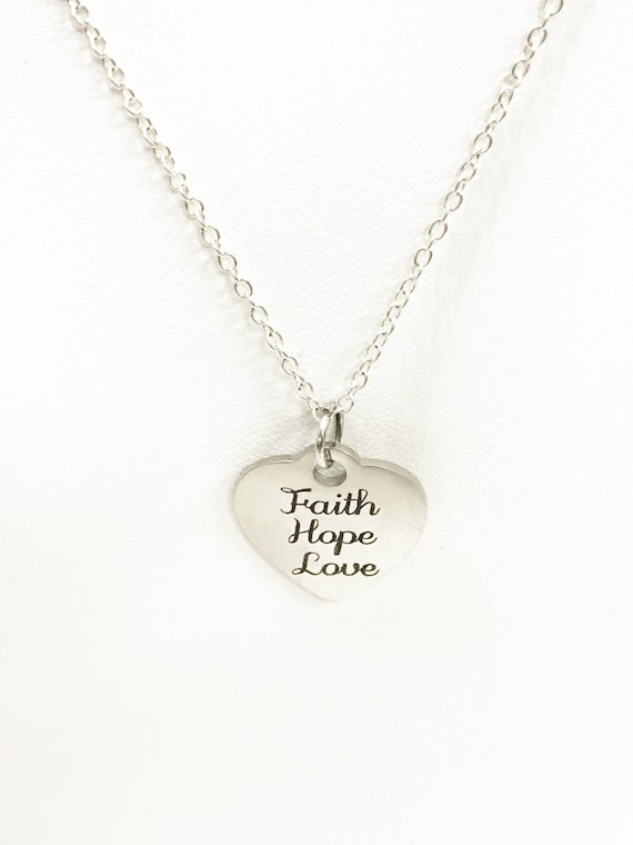 Christian Necklace, Faith Hope Love Necklace, Christian Gifts, Christian Jewelry, 1 Cor 13 Necklace, Christian Valentine Gift, Daughter Gift