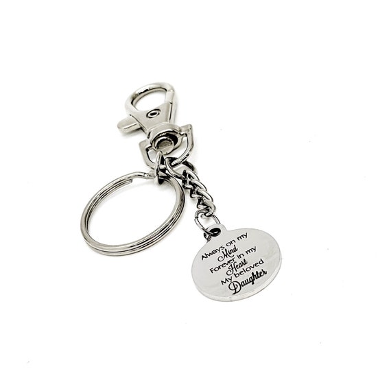 Memorial Gift, Always On My Mind, Forever In My Heart, My Beloved Daughter Charm Keychain, Remembering Her, Sympathy Gift, Loss Of Daughter