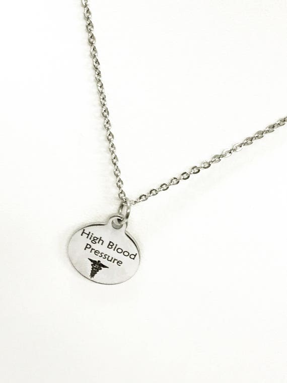 High Blood Pressure Stainless Necklace, High Blood Pressure Medical Necklace, HBP Awareness Engraved Pendant Necklace, Medical ID Jewelry