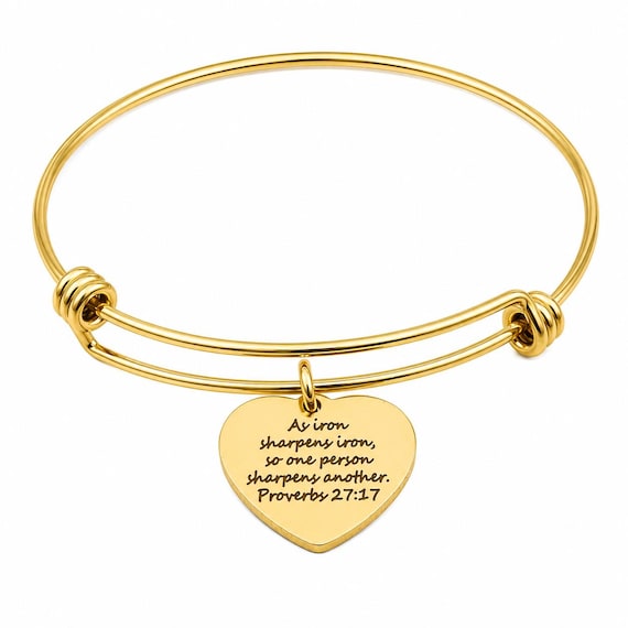 Iron Sharpens Iron Goldtone Heart Charm Bracelet