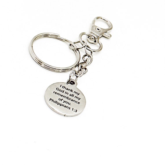 I Thank God For You Charm Keychain, Philippians 1 3, Faith Gift, Faith Keychain, Christian Keychain Gift, Thankful For You, Pastor Gift