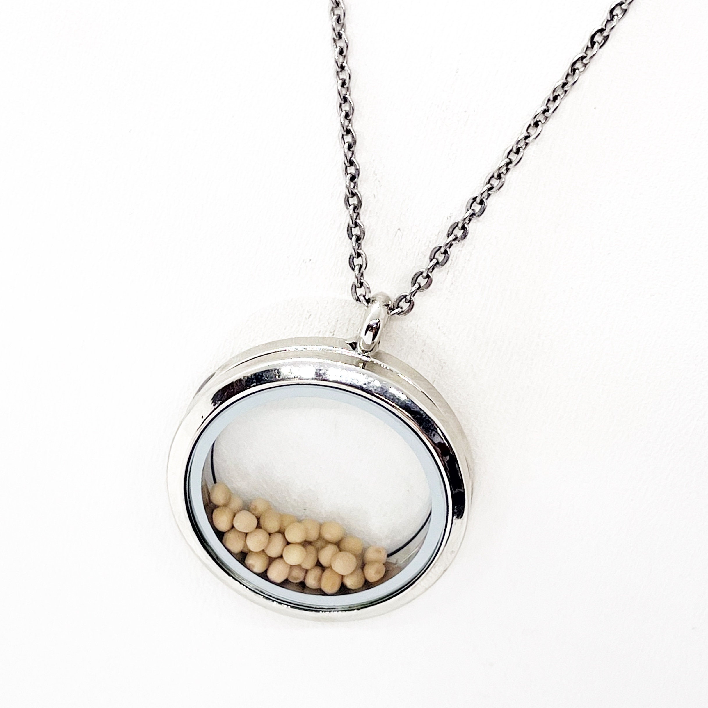Mustard Seed Necklace, Floating Mustard Seed Pendant, Matthew 17 20