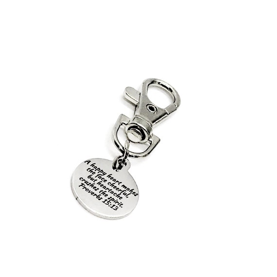 Scripture Gift, A Happy Heart Makes The Face Cheerful Charm, Proverbs 15 13, Scripture Quote, Faith Gift, Christian Gift, Christian Charm