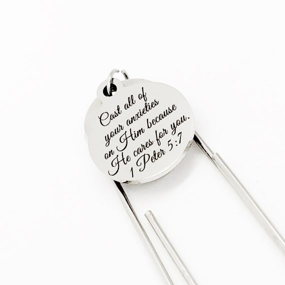 Scripture Gift, Cast All Of Your Anxieties On Him Bookmark, 1 Peter 5 7, No Worries, Bible Verse Gift, Bible Verse Bookmark, Scripture Quote