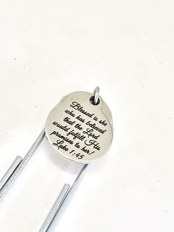 Planner Clip, Christian Clip Bookmark, She Is Blessed, Luke 1 45 Clip, The Lord Will Fulfill,  Bible Verse Bookmark, Planner Charm Gift