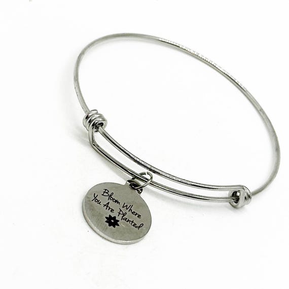 Bloom Where You Are Planted Charm Bracelet, Encouraging Her, Daughter Gift, Wife Gift, Motivating, Motivational, Encouragement, Stacking