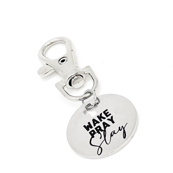 Motivational Gift, Wake Pray Slay Clip On Charm, Keychain Charm, Planner Charm, Encouraging Her, Motivating Him, Purse Charm, Bag Charm