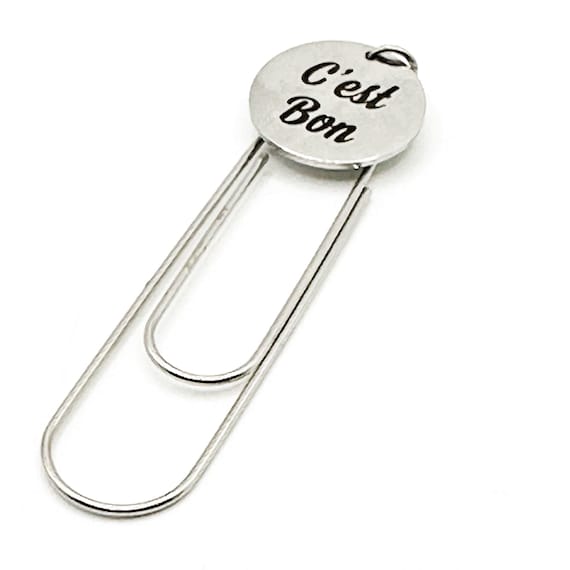 Cest Bon French Quote Paperclip Bookmark Stainless Steel Engraved Charm Minimalist Planner Book Accessory Gift