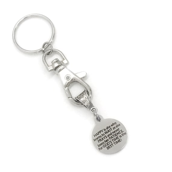 Christian Gift, God’s Time Is The Best Time Keychain, Christian Girlfriend Gift, Christian Keychain, Charm Keychain,  Wait And Pray Keychain