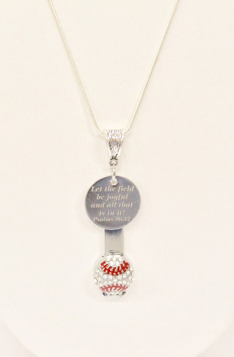 Let the Field Be Joyful Baseball Bible Verse Necklace Psalms Etsy