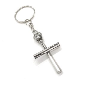 Baseball Bat Cross Keychain, Baseball Player Gift, Christian Baseball Player, Gift For Son, Baseball Team Gift, Baseball Coach, Baseball Mom
