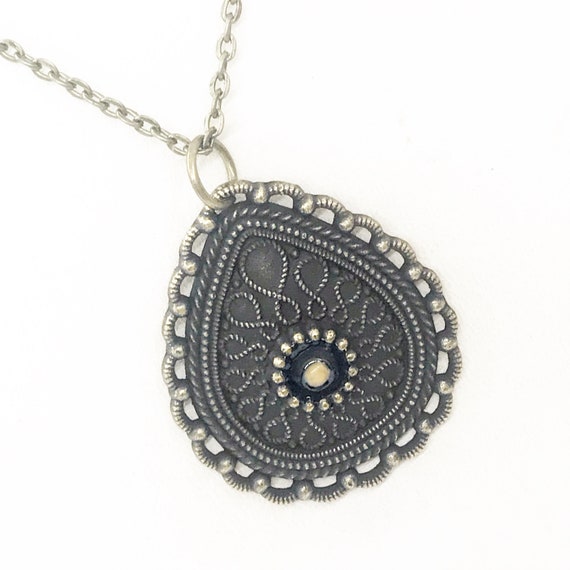 Mustard Seed Necklace, Antique Brass Mustard Seed Jewelry, Matthew 17 20 Mustard Seed Pendant, Ornate Teardrop Mustard Seed Necklace