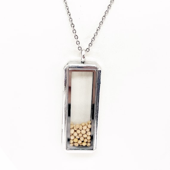 Mustard Seed Necklace, Rectangle Floating Mustard Seed Pendant, Matthew 17 20, Christian Necklace, Faith Necklace, Mustard Seed Faith Gift