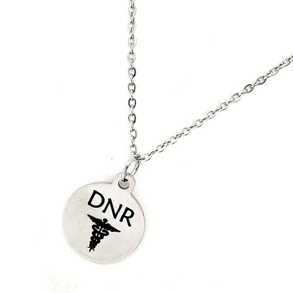 DNR Pendant Necklace, DNR Medical ID, Medical Condition, Medical Choices Notification, Medical Condition Necklace, Do Not Resuscitate Charm