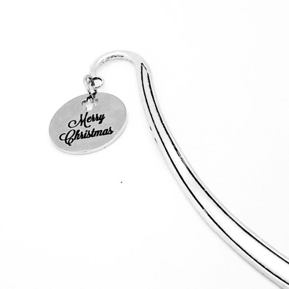 Merry Christmas Charm Bookmark, Christmas Reading, Planner Bookmark, Bible Bookmark, Stocking Stuffer, Wife Gift, Reader Gift for Her