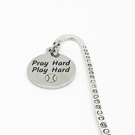Bookmark Gift, Pray Hard Play Hard Bookmark, Baseball Player Gift, Baseball Bookmark, Student Athlete Gift, Christian Baseball, Signing Day