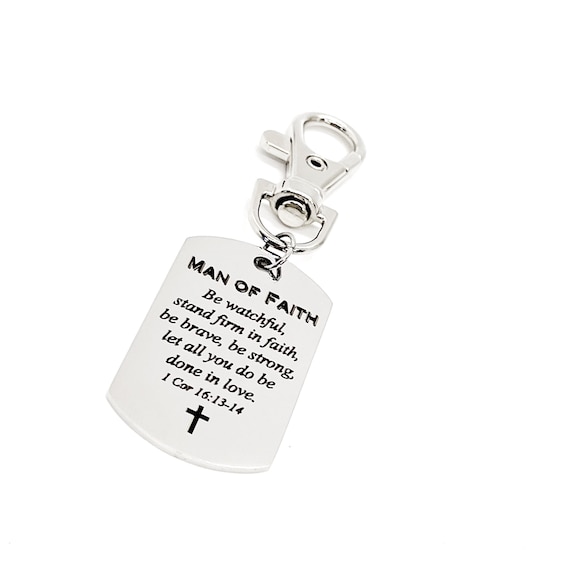 Faith Gift, Man Of Faith Clip On Charm, 1 Corinthians 16, Faith Quote, Pastor Gift, Deacon Gift, Christian Father, Christian Husband