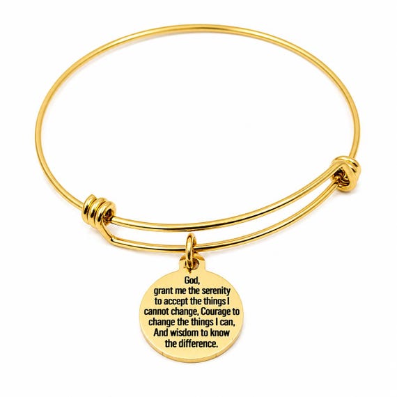 Serenity Prayer 19mm Round Goldtone Charm Bracelet