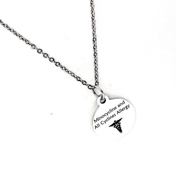 Minocycline and All Cyclines Allergy Necklace, Medical ID, Allergy Medical Condition Medical Notification, Medical Condition Necklace