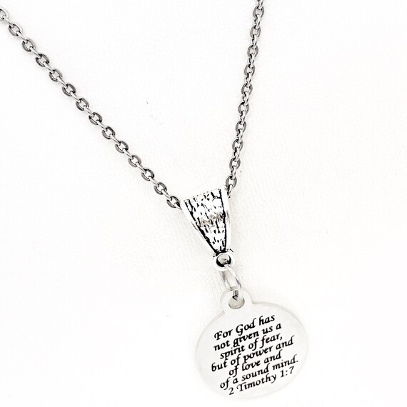 Faith Gift, God Has Given us a Spirit of Power Love and Sound Mind, Necklace, 2 Timothy 1 7, Scripture Gift, Faith Jewelry, Gift For Her